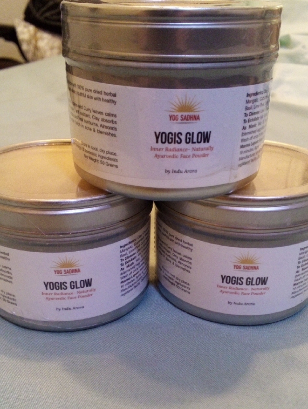 Yog Sadhna Yogis Glow Ayurvedic Face Powder by Indu Arora‎ 50g Set of 3